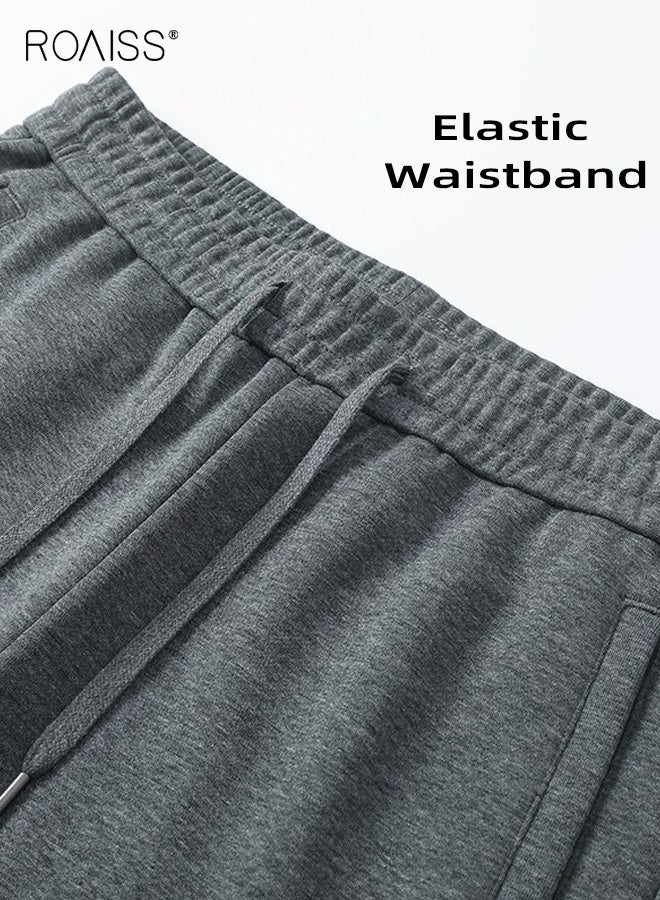 roaiss Unisex Cuffed Ankle Long Pants, Regular Fit Stretchy Trousers with Drawstring Elastic Waist, Nylon Spandex Blend, Soft Breathable Pants for Casual Athleisure Sports, Versatile Essential, Gray - Image 5